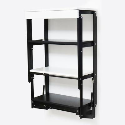 China Space Saving Foldable Furniture 2 In 1 Convertible Table Shelf Wall Mounted Black White Dining Room Table for sale