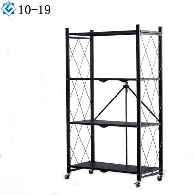 China Durable Heavy Duty Metal Grid Height Storage 4-Tier Adjustable Shelving Shelves With Wheels Rolling Kitchen Organizer for sale