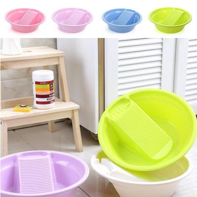 China Sustainable Plastic Basin With Washboard Laundry Tub Thickened Basin For Baby Underwear Washing Plastic Wash Basin for sale