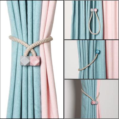 China Solid Color Minimalist Magnetic Curtain Hangs Tiebacks Tie Backs Buckle Clips Barriers Curtain Tiebacks For Living Room Bedroom Decoration for sale