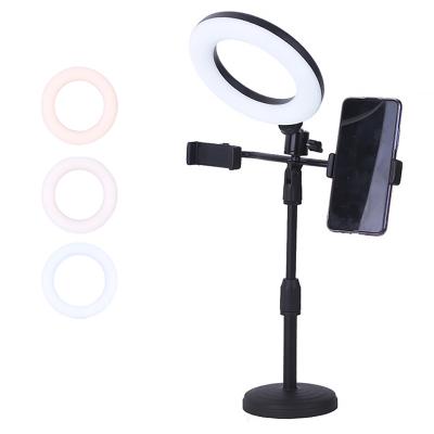 China Hot Sale PORTABLE 6 Inch Usb Adjustable Flame Led Makeup Live Selfie White Ring Light for sale