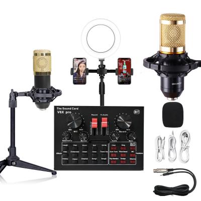 China V8 Live Streaming Sound Card Set bm800 condenser microphone sound card set 50mm*199mm for sale