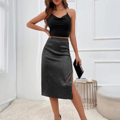 China Hot Sale OEM Breathable Pencil Jeans Skirt Leopard Pencil Skirts Ladies Office Women Casual Dress Slit Tight Skirt for sale