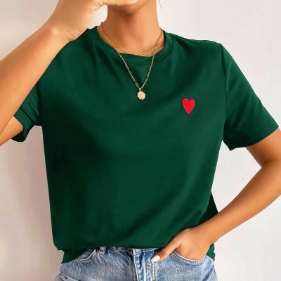 China Wholesale Custom Logo Printer Heart Print T-shirts Anti-Wrinkle Club Pro Club Short Sleeve Crewneck Tee for sale