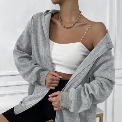 China Wholesale Fashion Breathable Solid Hoodies Women Drop Shoulder Summer Basics Unisex Hoodie Zip for sale