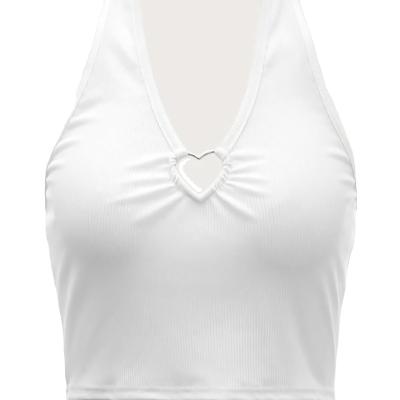 China Wholesale QUICK DRY solid heart-tied halter night vest halter casual tank top women fashion backless camisole top for sale