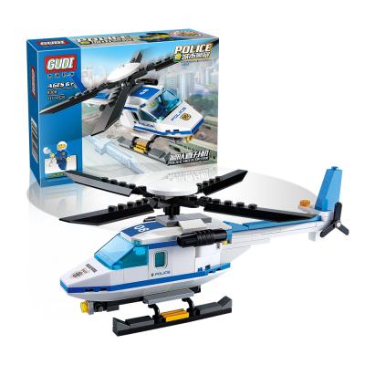 China Building Toy Gudi city series helicopter ABS building block building toy plastic kids light up brick diy toy for sale