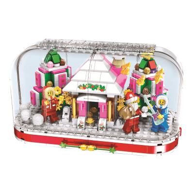 China Building Toy Winter Creative Series Switchable Glass, Christmas Crystal Box, Plastic Assembling Building Blocks Educational Toys for sale