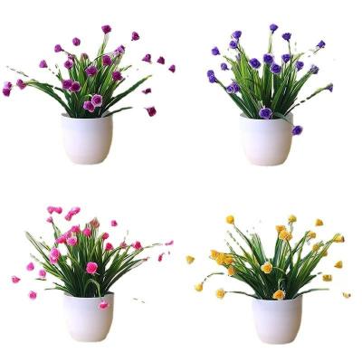 China Style: Hot Selling Pastoral Plant Decoration Artificial Flower Basin Fake Small Home Indoor Set Plastic Bonsai Set Garden Landscaping for sale