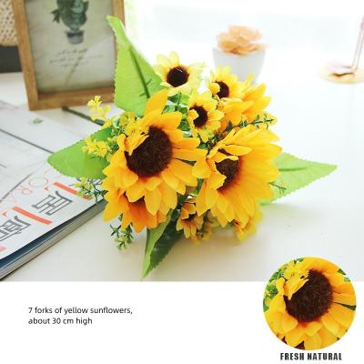 China Style: Artificial Sunflower Flower Bouquet Life Decor Floor Pastoral Garden Landscaping Backdrop For Wedding for sale