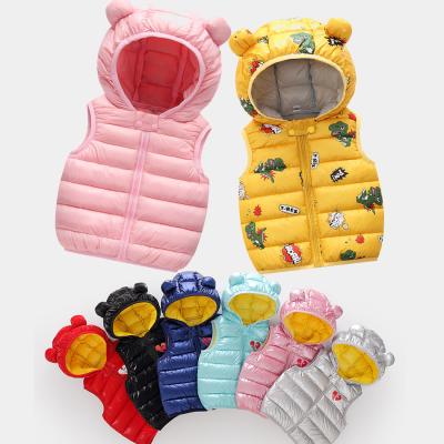 China New Baby Winter Viable Coat Hooded Down Vest Kids Vest With Ear Boy Warm Girls Kids Clothing Sleeveless Jacket Outwear for sale