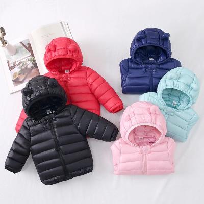 China Waterproof Jacket Kids Lightweight Babies Boys Down Coats With Ear Hoodie Spring Girl Clothes Infant Children's Jackets for sale