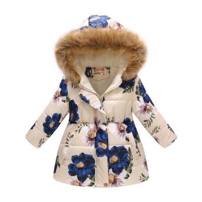 China Reversible High Quality Kids Winter Flower Printed Babies Jacket Coat for sale