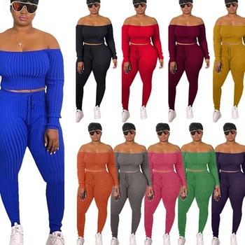 China Printing 2021 new fashionable cotton tracksuit for women clothing outfits plus size two pieces set for sale