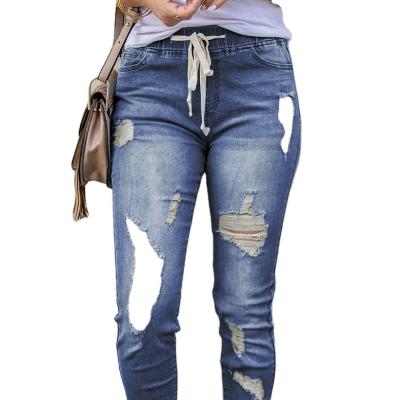 China 2022 Viable Spring And Summer Fashion Hot Selling Casual Slim Pants For Women Skinny Ripped Stretch Jeans for sale