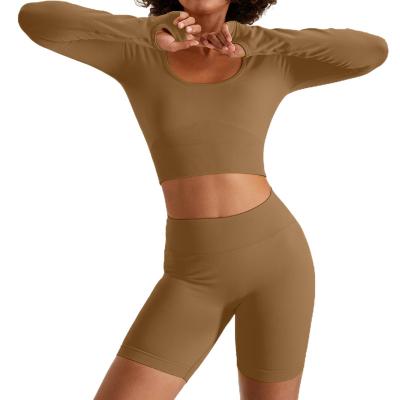 China Autumn And Winter Seamless Yoga Suit Long Sleeve Breathable Lifting Yoga Clothes6070 Exercise Seamless Tight Workout Equipment for sale