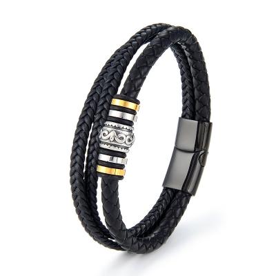 China Stainless Steel TRENDY Charm Jewelry Mens Multi Layer Logo Laser Logo Bangle for sale