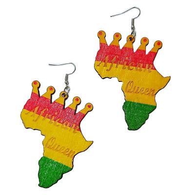 China TRENDY Women Girls 75mm Exaggerated African Map Queen Crown Earrings for sale