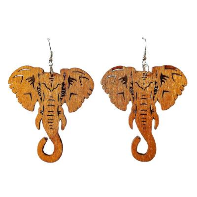 China FASHIONABLE factory direct wooden pendant exaggerated african elephant earrings dangle earring for sale