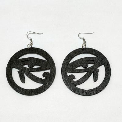 China TRENDY Hollow Out Boho Jewelry Drop Dangle Afro Geometric Black Wooden Earrings for sale