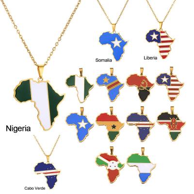 China Jamaica Somalia Nigeria Stainless Steel Map Punk Necklaces African Country Flag Necklace Necklaces for sale