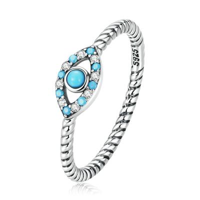 China CLASSIC Simple Wedding Gift Promise Rings Silver Twist Band Demon Eye Ring for sale