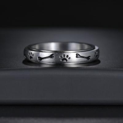 China CLASSIC Dog Paw Bone Spinner Wedding Ring Stainless Steel Silver Plating Rings for sale