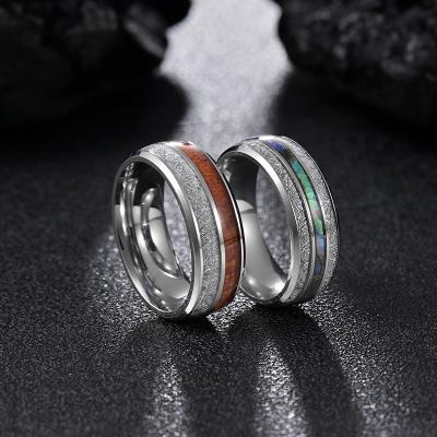 China New Best Selling Abalone Shell Ring Mens Carbide Inlay Stainless Steel Rings for sale