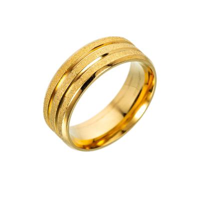 China New New Sandblasted Brushed Finished Stainless Steel Gold Plated Ring For Men for sale