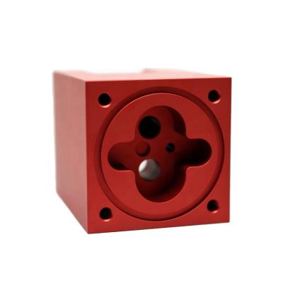 China Industrial Equipment Mass Production CNC Machining Red Anodized Aluminum Parts Machined Block Spare Parts for sale