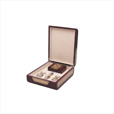 China Biodegradable Dubai Piano Lacquer Finish Arabian Perfume Box With Small Box And 6ml Bottles Wooden Perfume Box For Perfume Bottle for sale