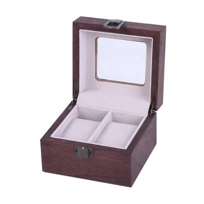 China China 2 Slots Wood Veneer Custom Luxury Wooden Watch Box Cases for sale