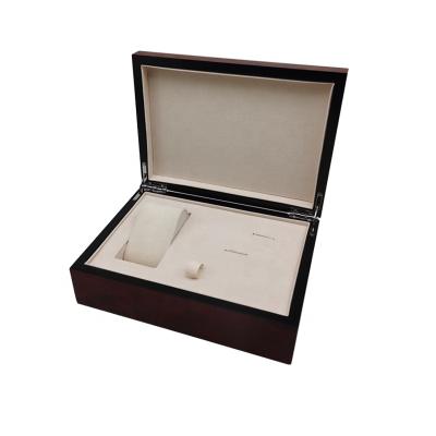 China Factory Custom Logo Wooden Watch Set Luxury Wooden Box With PU Leather Watch Packing Box for sale