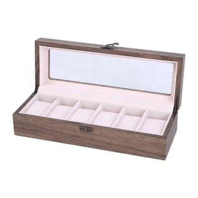 China Top quality wooden well made glass main 6 slot wooden watch boxes and cases for sale