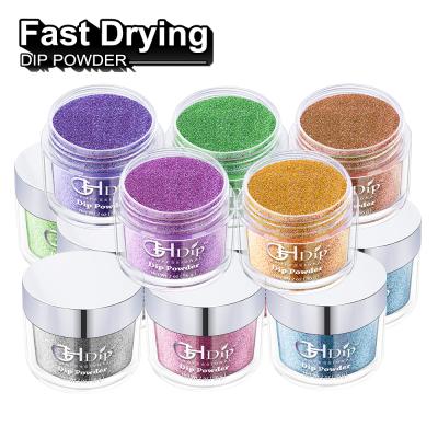 China Gold Color Glitter Nail Dip Powder Quick Drying System, No Need Activator To Dry 0.5OZ/1OZ/2OZ/4OZ/8OZ/16OZ/18OZ for sale