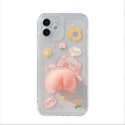 China Cute Shockproof Silicone 3D Pinch Cartoon Printed Shaky Person Phone Reliver Stress Sensory Compression Toy Phone Case For Iphone 13 Soft Case for sale