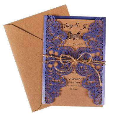 China China Handmade Crafts Laser Cut Luxury Wedding Invitation Cards Printing Customize Greeting Cards Party Decorations for sale