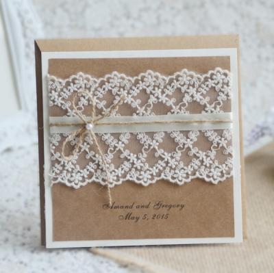 China Europe Wedding Decorations For Sale Luxury Vintage Unique Invitation Cards With Lace for sale