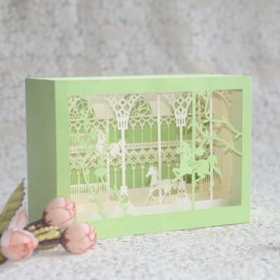 China China Custom Design Laser Cut 3d Card Pop Up Colorful Card Birthday Wedding Greeting Holiday Decorations for sale