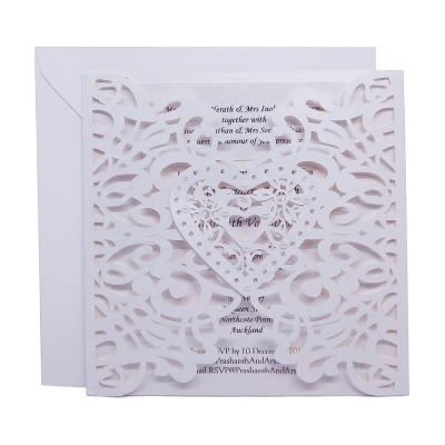 China Cheap Luxury Wedding Europe Invitation Card Laser Cut With Envelope for sale