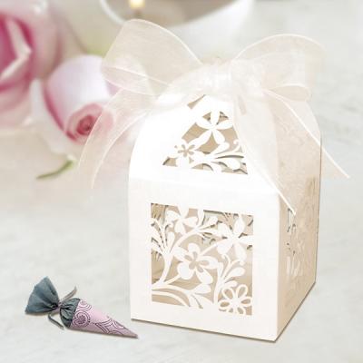 China Recyclable Customizable Small Size Gift Box Laser Cut Flower Favor Box for sale