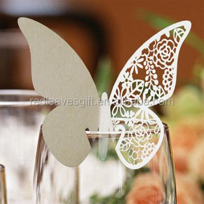 China Wholesale Colorful Custom Decoration Butterfly Wedding Decoration Wine Glass Place Cards for sale