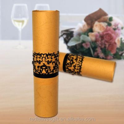 China Wedding Ramadan Festival Table Decoration Laser Cut Gold Paper Napkin Rings for sale