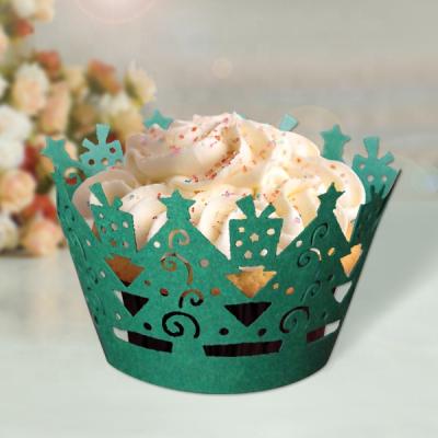 China Handmade Merry Christmas Food Packaging Custom Promotional Laser Cut Cupcake Boxes Wedding Greeting Party Event Paper Opens Gifts for sale