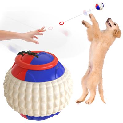 China Viable Multifunctional Pet Ring Telescopic Drawstring Ball Teether Launch Ball Relieve Anxiety Toy For Dogs Pet for sale