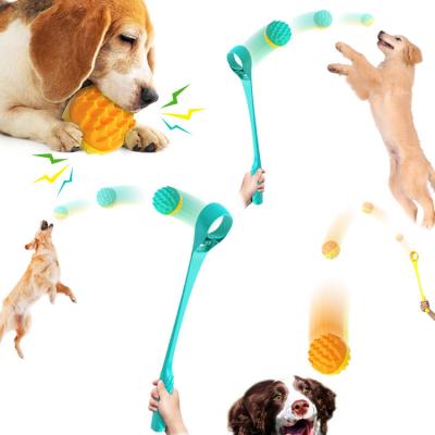 China Viable Outdoor Pet Training Interactive Exercise Pet Toy Tennis Thrower Dog Ball Thrower For Dogs for sale