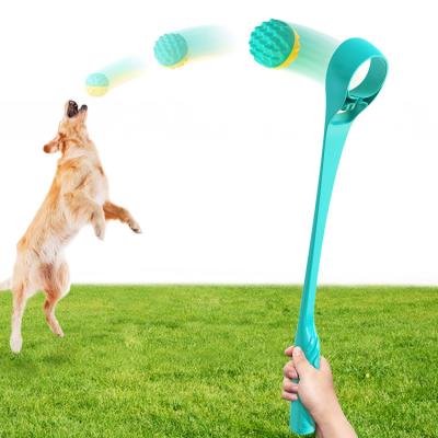 China Amazon Topseller Viable Interactive Ball Launcher For Dogs Chew Dog Ball Durable Soft Rubber Launcher For Pet Toy for sale