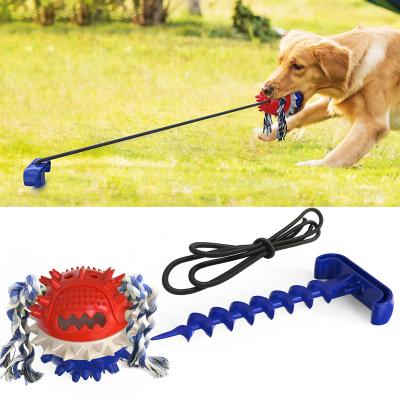 China Viable Outdoor Dog Tug Of War Molar Squeaky Anti-bite Rope Dog Tug Of War Toy Elastic Rope Dog Traction Toy for sale