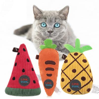 China Interactive Viable Chewing Catnip Fruits Custom Plush Cat Pet Plush Toys Squeaky Vegetable Chewing Stuff for sale