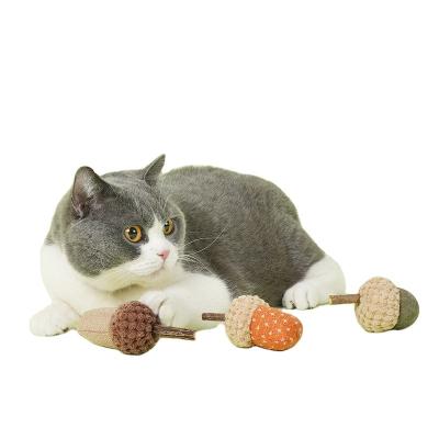 China Viable Unique Design Durable Using Pets Raising Toys Plush Acorn Catnip Set Soft Pet Toy for sale